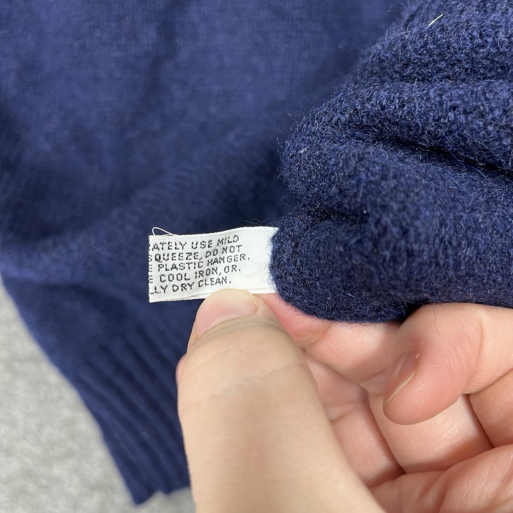 Vintage 1970s Izod Lacoste Sweater Mens Large Blue 100% Wool Long Sleeve - Picture 13 of 16